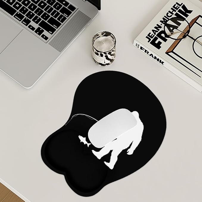 Mousepad Bigfoot Fishing Fish Sasquatch Ergonomic Wrist Support Non-Slip Base Mouse Mat with Wrist Rest Computer Mousemat for Desk Work Accessories Pad