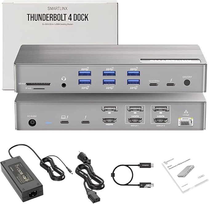 Thunderbolt 4 Dock with DisplayLink 21-in-1 USB-C/A Docking Station for MacBook Windows &amp ChromeOS – 150W Charging 40Gbps 8K/4K Display Dual/Triple/Quad/5 Monitor Support