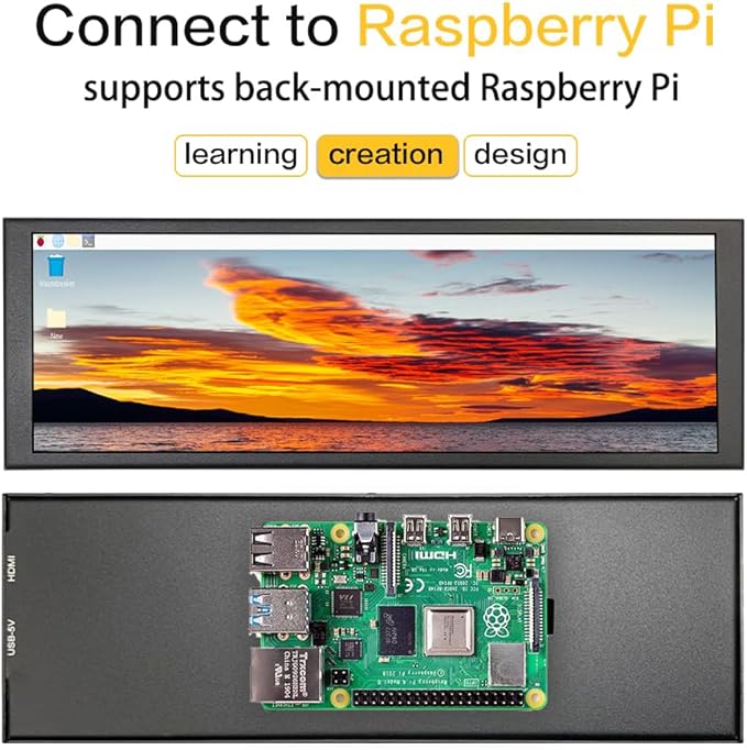 7.84 Inch Mini Screen CPU GPU Data Temp Monitor PC Case Sensor Panel Display HDMI 400x1280 IPS USB Small Long Stretched Bar Monitors for Laptop Aida64