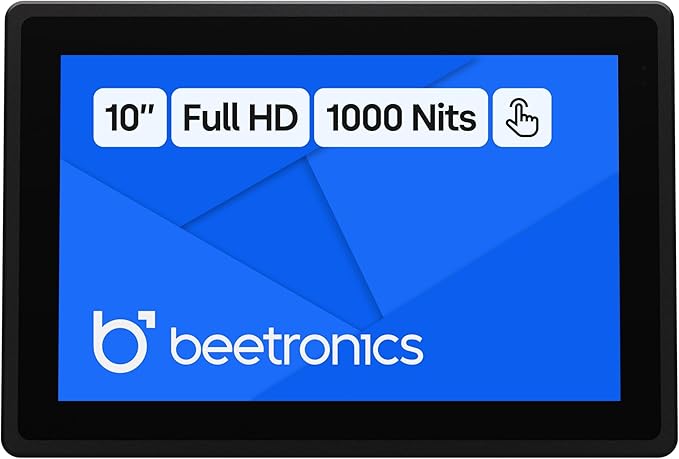 Beetronics 10 Inch High Brightness Touchscreen Monitor | Full HD 1080p | IP66 Waterproof &amp Dustproof | Industrial Sunlight Readable Outdoor Display for PC Mac Linux | 10HB9M/U1