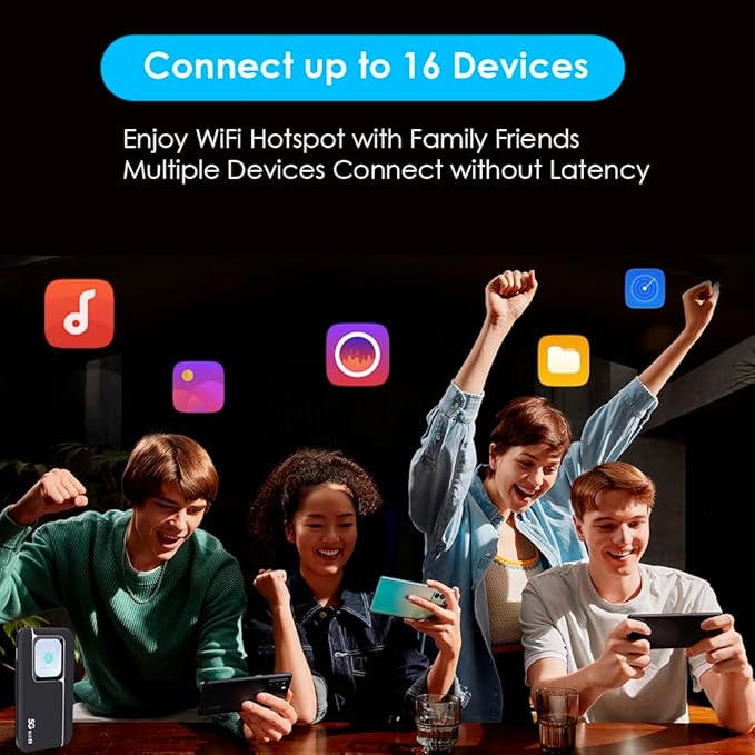 5G Band Router High Speed Mobile Hotspot 2.01 Inch Screen Portable Hotspot Mobile Hotspot Device for Travel Business Support Up to 16 Devices Large Touch Screen