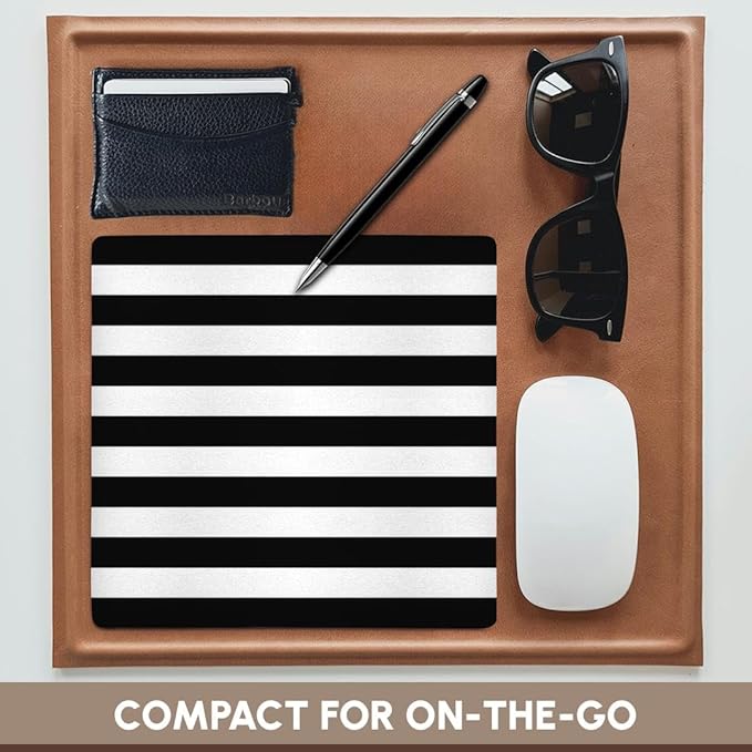 3dRose LLC 8 x 8 x 0.25 Inches Mouse Pad Stylish Contemporary Stripes Black/White (mp_56663_1)