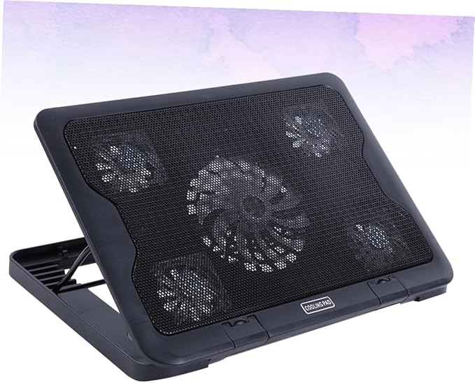 Homoyoyo Laptop Cooling Pad with 5 Fans USB-Powered Adjustable Stand Anti-Skid Heatsink Cooling Base for Notebooks and Gaming Laptops