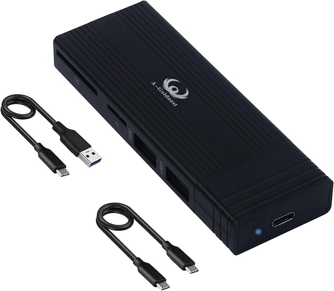 M.2 NVME SATA SSD Enclosure Adapter USB Hub 4 in 1 USB C 3.2 Gen2 10Gbps Support M.2 NVMe PCIe M-Key B+M Key Toolless Hard Drive Cover 2 USB2.0 Port SD/TF Readers for 2242/2260/2280 SSD
