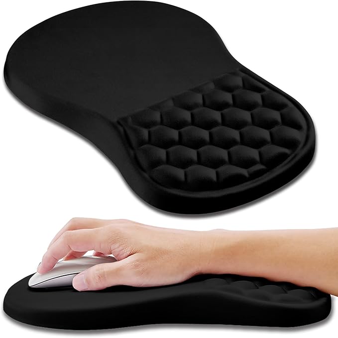 Hokafenle Ergonomic Mouse Pad Wrist Support Wrist Rest Mousepad for Carpal Tunnel Pain Relief with Integrated Memory Foam Slope Massage Bulge (11.8x7.9 inchPolar Night