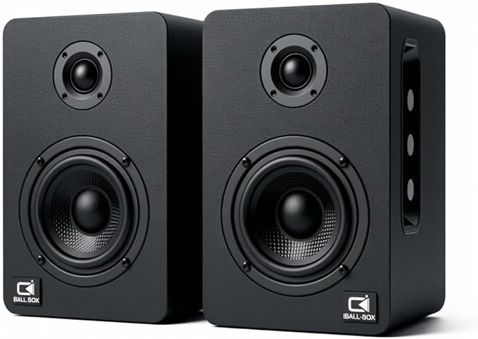 H1 Computer Speakers for Desktop PC Monitor &amp Laptop 60W Powered 2.0 Stereo with Bluetooth 24-Bit USB-C DAC Optical 3.5mm AUX Bass/Treble Control Black