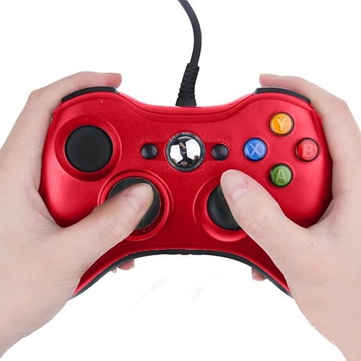 Jaclech USB Wired Vibration Gamepad for Xbox 360 Console and for Windows 10 8 7 PC (Red)