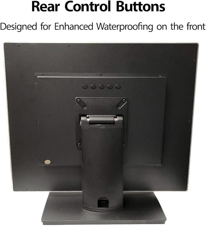 ANGEL POS Commercial-Grade 19 Sturdy Aluminum Frame 4:3 Capacitive Touch Screen Monitor 1280×1024 Splash-Proof Glass Bezel-Free Design Metal Casing &amp Base Back Control Buttons