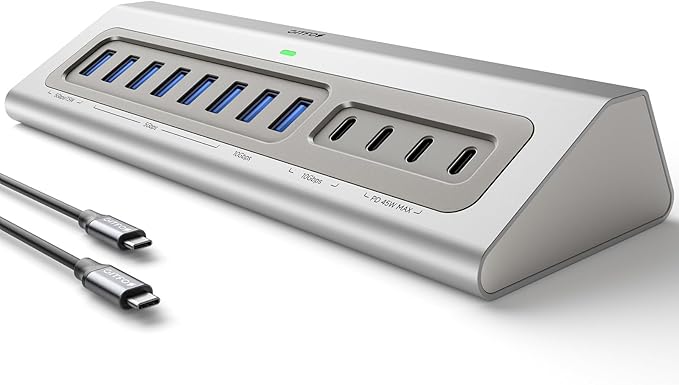 Gitfos Powered USB Hub13 in 1 USB 3.2 Hub USB C Hub with PD 100W USB C 45W Charging10Gbps Data 7 USB A 3.0 Ports 65W Power Adapter and 3.3FT Cable Aluminum USB Hub for PCLaptopMacBookiPad