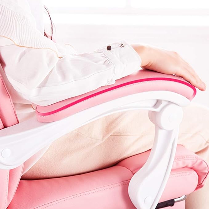 Katzowen Home Office Chair Racing Gaming Chair PU Computer Chair Active headrest 150 ° Reclining backrest Office Chair with footrest Load-Bearing 150kg Pink