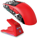 X1 Superlight Wireless Gaming Mouse with RGB Magnetic Charging Dock BT/2.4G Wireless/Wired Gaming Mouse PAW3395PRO Gaming Sensor 40000DPI Tape 53g Office Mice for PC/Mac/Win/Xbox (Red)
