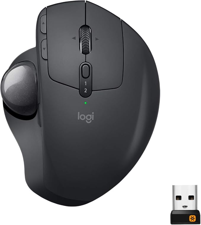 Logitech MX Ergo Wireless Trackball Mouse (Bluetooth or USB) RechargeableColor Graphite.