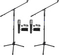Rockville RMP-XLR Bundle: (2) Dynamic Cardioid Professional Microphones with 10' XLR Cables and Clips (2) RVMIC1 V2 Pro Tripod Microphone Stands with Telescopic Boom and Metal Joints 4-Items