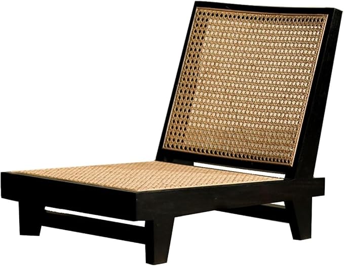 ELEFOCUS Floor Chair with Back Support Timber Floor Gaming Chair Armless Tatami Chair Meditation Reading Floor Seat(/Black)