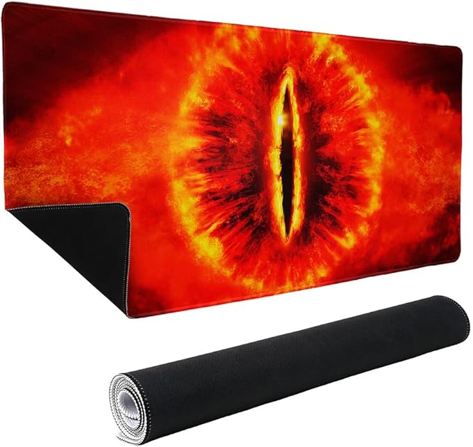 Lord of The Rings Eye of Sauron Large Gaming Mouse Pad Desk Mat with Stitched Edges Non-Slip Base for Gamer Home and Office 31.5 x 15.7