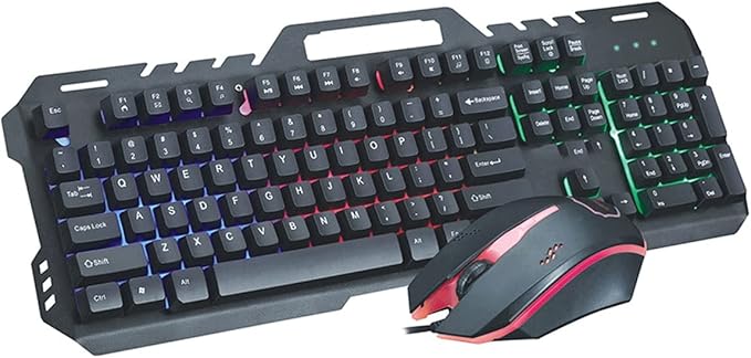 Mechanical Keyboard and Mouse Combo RGB Gaming 104 Keys Blue Switches Wired Wired Luminous Metal USB Waterproof Gaming Office Use (Color : A)