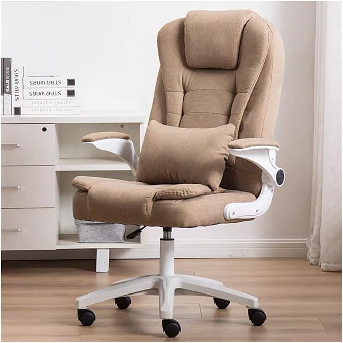 Adjustable Office Computer Chair with Armrest Students Computer Chair Office Swivel Massage Chair Home Lifting Adjustable Gaming Chair(Khaki)