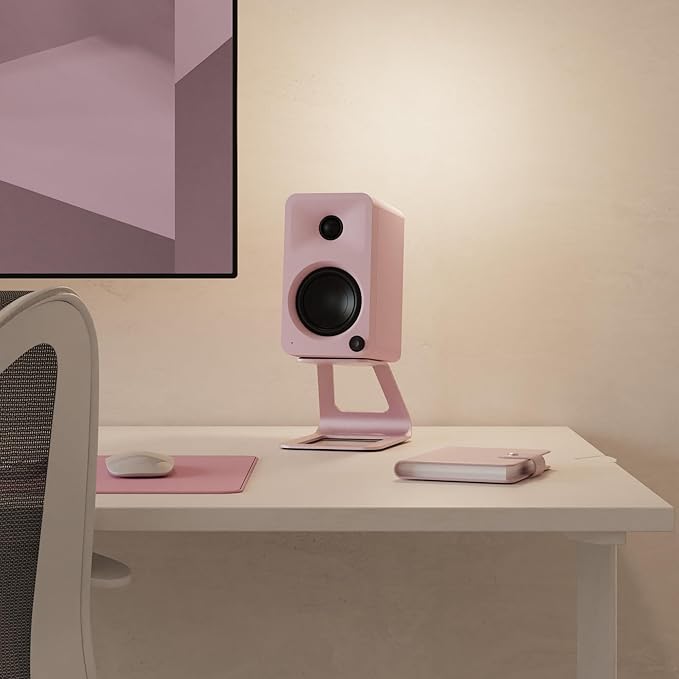 Kanto ORAMP 100W Powered Reference Desktop Computer Speakers with Bluetooth 5.0 and USB-C Input | Bi-Amplified | 100 Hz Automatic Crossover | Reference Quality Sound | Pair | Pink