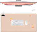 Konohan Heated Desk Pad Warm Mouse Pad 5 Heating Level &amp 4 Hour Auto Shut-Off PU Leather Warm Mouse Mat Heating Keyboard Gaming Mice Warmer Mat Only Supports 110v(Khaki Color23.6x 14.2)