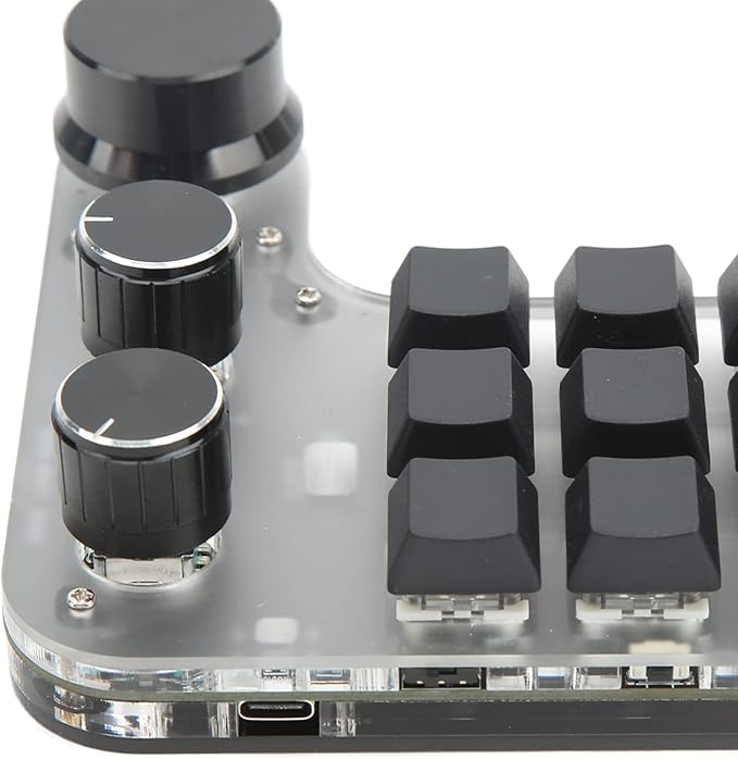 VINGVO One Handed Gaming Keyboard Macro Keyboard Acrylic Macro Keypad with Storage Function for Office Games
