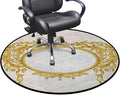 Cream Golden Office Chair Mat Hardwood Floor Computer Desk Mat Anti-Slip Gaming Chair Mat Round Floor Mat Durable Floor Protector of a Frame with Ornaments Floral Patterns Diameter 35.4 in