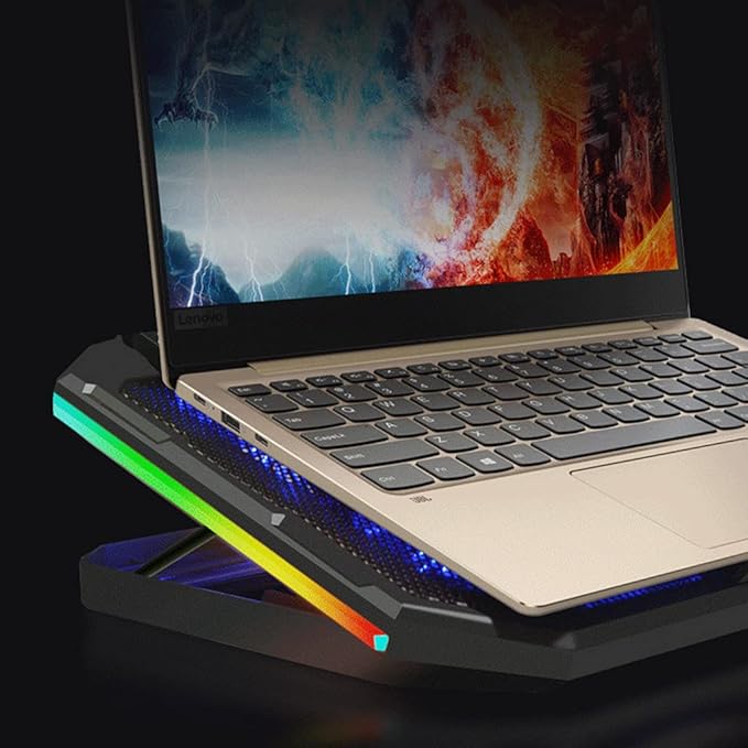 Laptop Stand Cooler 2X USB Fan PC Holder Heat Dissipation Bracket Quiet LED Lights PC Cooler for Pad Notebook Computer Cooling Bracket