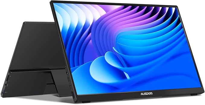 AUSDOM 15.6 Portable Laptop Monitor: FHD 1080P 15.6 inch Portable Second Screen External Travel Monitor HDMI USB-C Powered Extra Mobile Computer Secondary Display Additional for Laptop MacBook