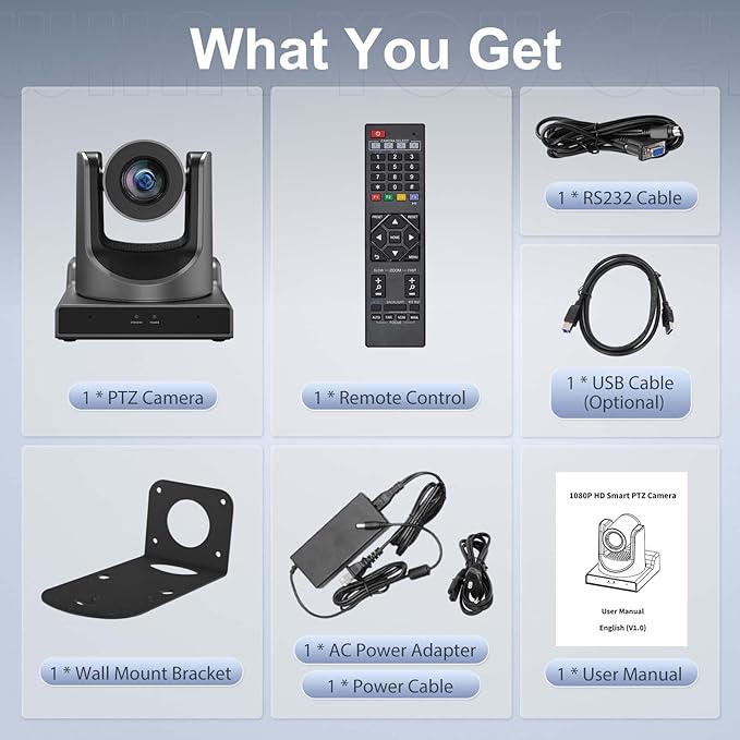 PTZ CameraNDI PTZ Camera with 20X Optical Zoom AI TrackingHDMIPOEIP Live Streaming Simultaneous 3G-SDI and USB Video Output for Church Conferences TeachingvMix OBS etc