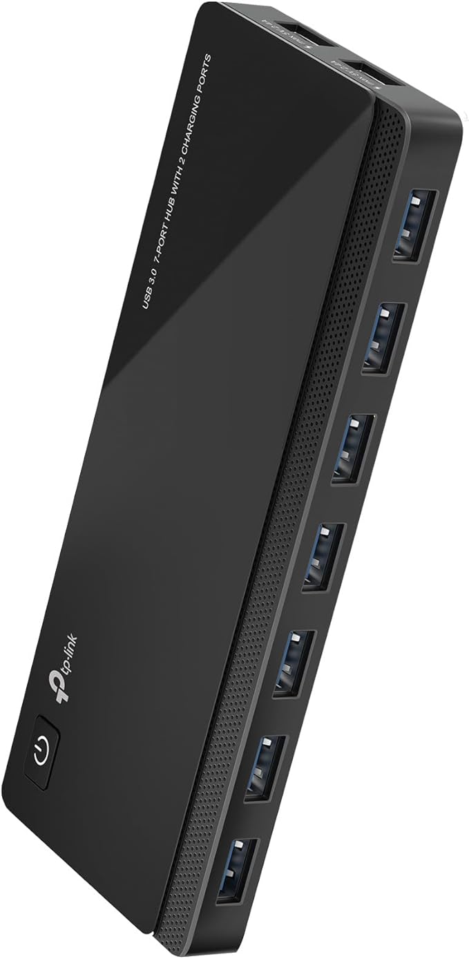 TP-Link Powered USB Hub 3.0 with 7 USB 3.0 Data Ports and 2 Smart Charging USB Ports. Compatible with Windows Mac Chrome &amp Linux OS with Power On/Off Button 12V/4A Power Adapter(UH720)