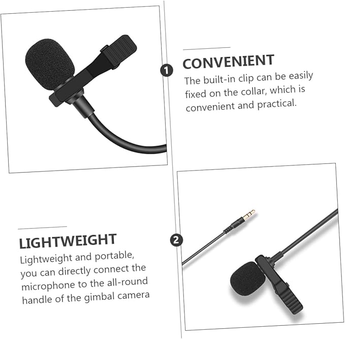 Angoily 3pcs Lavalier Microphone Compatible Pocket Clip Mic for Vlogging Live Streaming Gaming High Sensitivity Capacitor Mic Sturdy Collar Clip