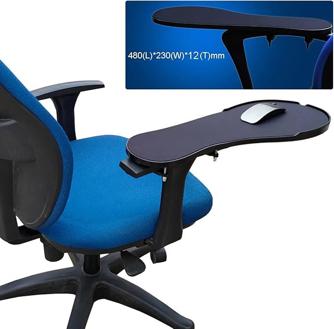 XL Size Chair Arm Rest Mouse Pad Chair Arm Clamping Wrist Support 480 * 230mm Elbow Rest with Non-Slip Mouse Mat OK020
