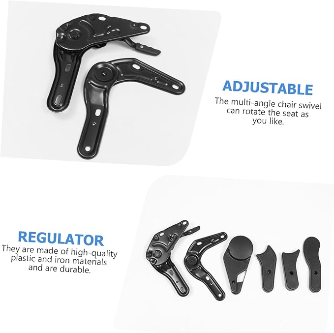 6 Pcs Multi Angle Gaming Chair Regulators Iron and Plastic Seat Turners for E Sports Chairs Comfortable Backrest Adjusters Black