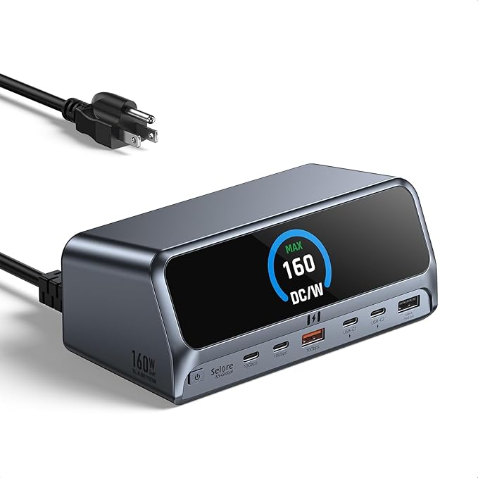 Selore 13-in-1 Laptop Docking Station with 2.26 LCD Display 160W Max Output Dual 4K HDMI 10Gbps USB A/C Ports Gigabit Ethernet 100W PD Charging for MacBook Dell HP Lenovo and More
