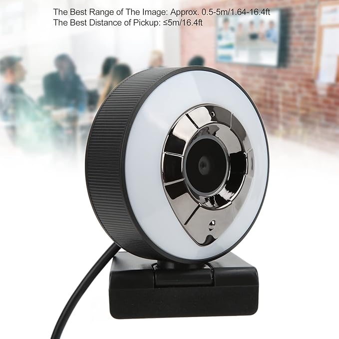 1080P HD Web Camera USB2.0 Autofocus White and Warm Fill Light Desktop Laptop Webcam - Clear Video 360 Degree Rotation Video Calling for PC and Conferencing