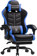 GTPLAYER Gaming Chair for Adults Ergonomic Computer Gaming Chair with Footrest Height Adjustable 90-155° Recline &amp Removable Headrest Lumbar Support Black&ampBlue