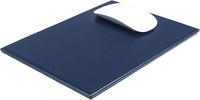 Navy Blue Bonded Rectangular Leather Mouse Pad