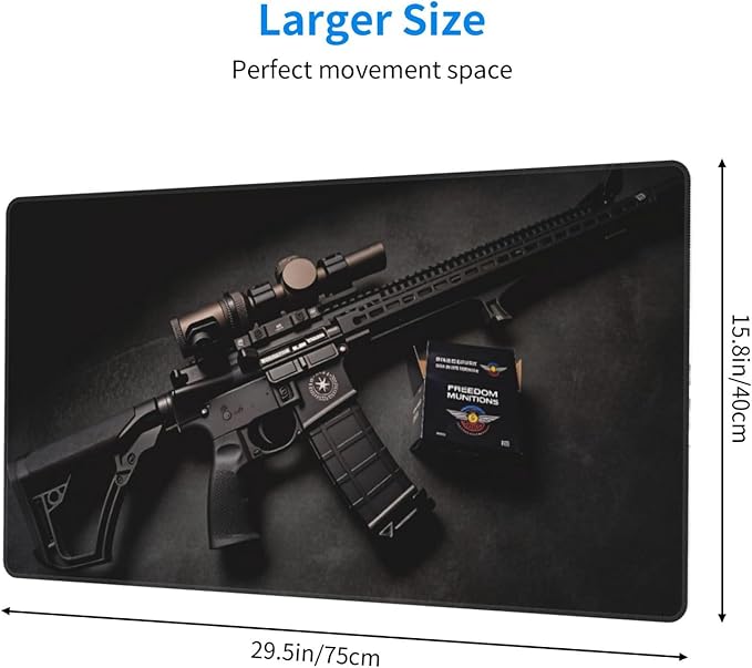Handgun Desk Cover MatExtended Large Mouse PadComputer Laptop Mat Desk Decor for Office Game Home 30x16 Inch