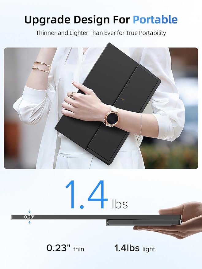 UPERFECT 15.6 Touchscreen Portable Monitor | 1080P IPS Matte Screen Ultra-Thin Travel Monitor with Adjustable Stand | HDMI USB-C External Display for Laptop Phone Mini Host Game Console