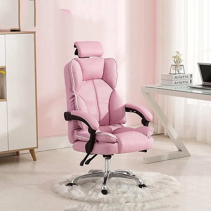 Gaming Chair Computer Chair with Retractable Footrest for Lumbar Support Height Adjustable Gaming Chair with Swivel Seat and Headrest Leather (Grey Without Footrest 1)