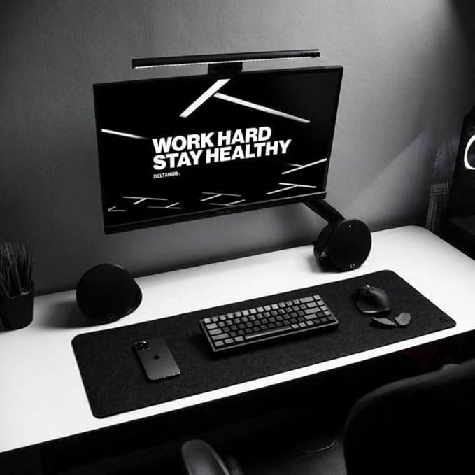 DELTAHUB - Minimalistic Felt Desk Protective Pad Anti-Fray Anti-Slip Easy to Clean Easy Glide Long Lasting Sleek Design Comfortable Resistant Desk Mat PC Mac Laptop - Medium (12x35inch)