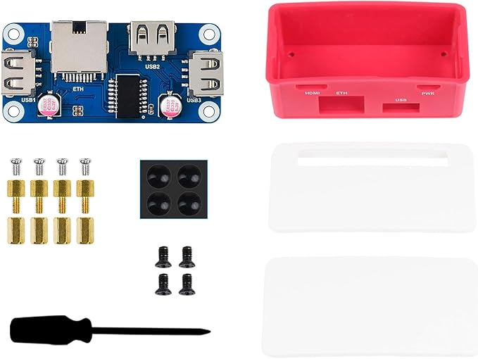 Ethernet/USB HUB Box with ABS Case for Raspberry Pi Zero 2W/ 2WH/ Zero W/Zero WH/Zero with 1x RJ45 10/100M Ethernet Port and 3X USB 2.0 Ports Compatible with USB 2.0/1.1
