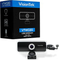 VisionTek VTWC20 Full HD (1080P 30FPS) Webcam for Windows Mac Linux &amp Chromebook w/Digital Microphone Auto Focus Privacy Cover &amp Wide Viewing Angle