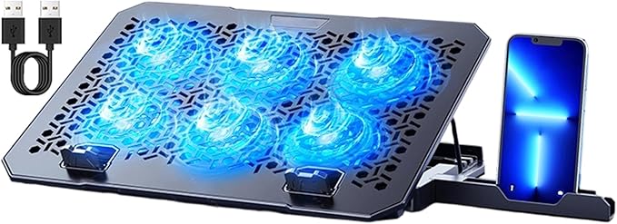 Adjustable Laptop Cooler - Cooling Pad Stand Ergonomic Design with Built-in-Fans Height Adjustable Feature with Airflow Desk Accessories Equipment Notebook Stand for Offices