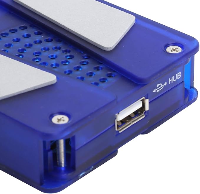 DR - 2008 Laptop Cooling Pad Foldable USB Computer Cooler with Hub Low Noise Heat Dissipation Fan 500-2500RPM High Speed Cooling for Laptop Blue LED Light and Built - in Spea