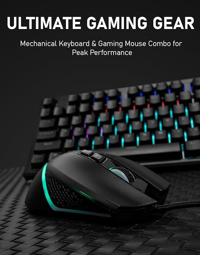 RGB Mechanical Gaming Keyboard 87 Keys TKL Design Backlit with Multiple Light Modes USB Wired Fast Response Time for PC Laptop Gaming Console