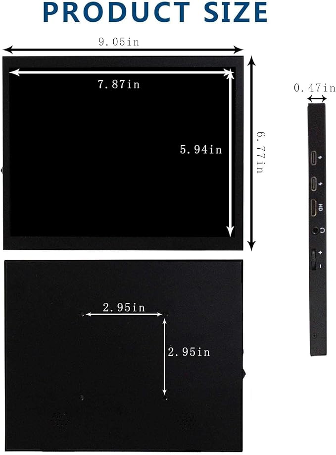VSDISPLAY 9.7 Inch 2K 2048x1536 Small Portable LCD Monitor IPS Display with USB-C Video Input and Dual Speakersfor PC Laptop Computer Gaming