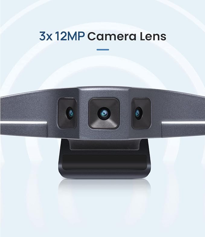 Enther&ampMAXHUB Intelligent 180° Panoramic 4K Huddle Room Video Camera - Inclusive Video Conferencing Camera with Full Room Coverage - Easy to Set Up Wide Angle Webcam for Business &amp Distance Le