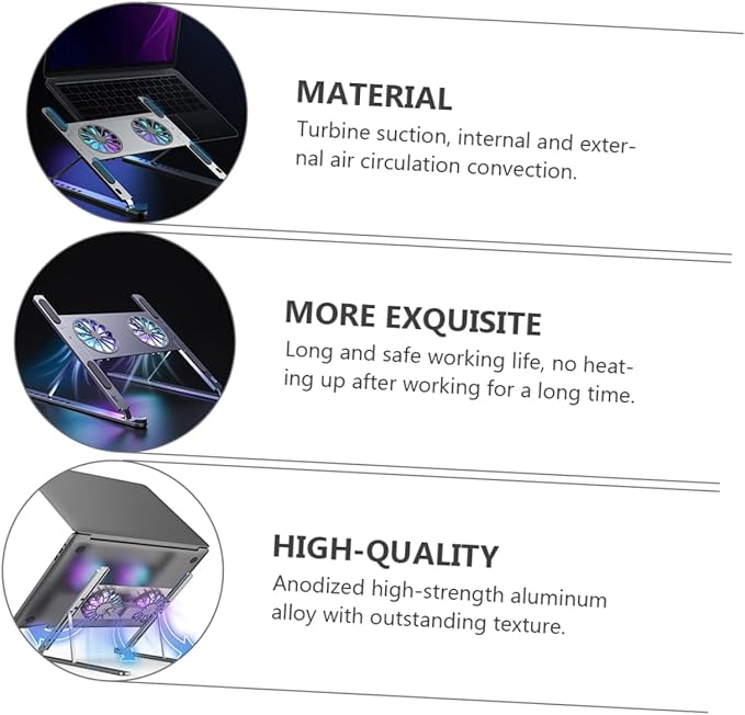 MERRYHAPY Laptop Cooling Pad Gear Height Mute High Volume Fan Aluminum Laptop Stand for Gaming