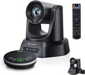 TONGVEO Conference Room Camera System 1080P 60FPS 3X Optical Zoom USB3.0 PTZ Camera and Wireless Bluetooth Speakerphone with Microphones Works with Zoom OBS Skype Teams and More