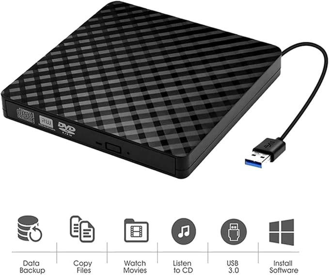 Portable DVD Players External CD DVD Drive USB 3.0 and Type-C Portable CD DVD +/-Rw Drive Reader DVD/CD ROM Burner Rewriter DVD Drive